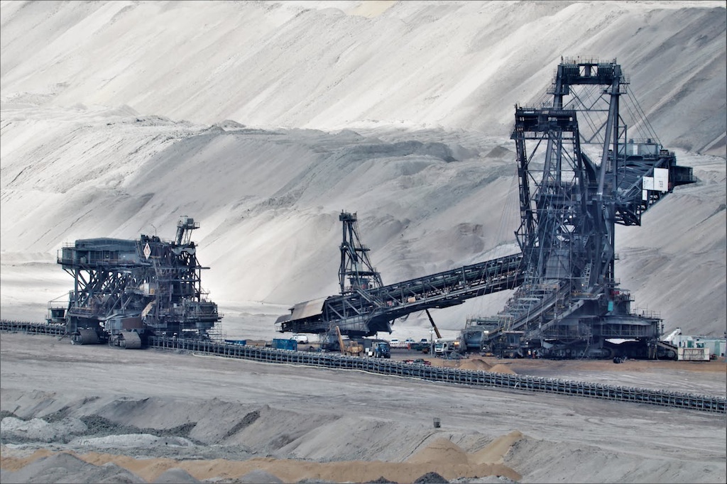 bucket wheel excavator in a coal mine